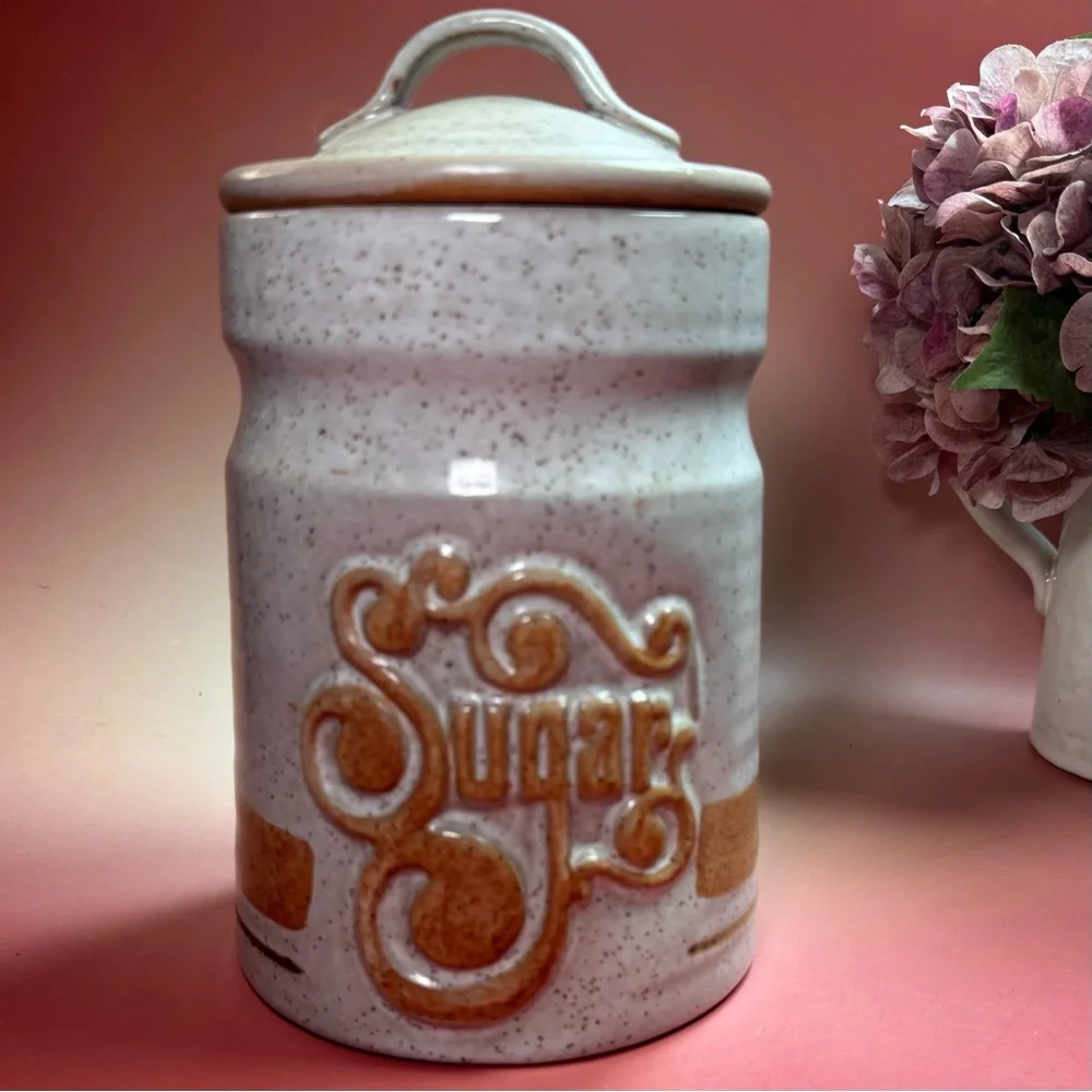 Vintage 1970’s earthware pottery sugar canister